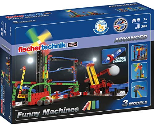 fischertechnik Funny Machines Kettenreaktion Spiel für Kinder ab 7 Jahren - 3 actionreiche Modelle sorgen für noch mehr Spielspaß in den Kinderzimmern - inklusive fischertechnik Gauß-Kanone