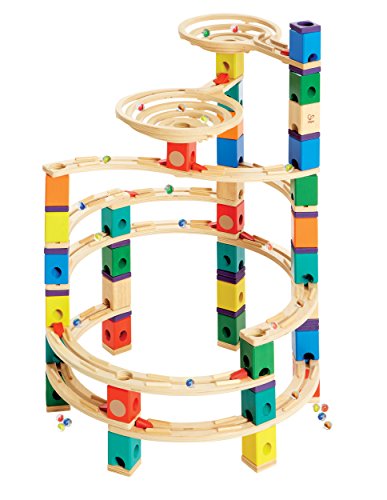 Hape E6008 - The Cyclone, Quadrilla Kugelbahn, Konstruktionsspielzeug, großes und vielfältiges Set, 198 teilig, aus Holz, ab 4 Jahren, mehrfarbig