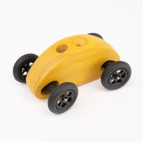 Trihorse Fingercar Spielzeugauto aus Holz - Schult die Feinmotorik - Holzspielzeug für Kinder & Erwachsene - Premium Holzfahrzeug (Fingercar, Gelb)